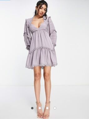 Lilac Purple Tiered Flowy Mini Dress